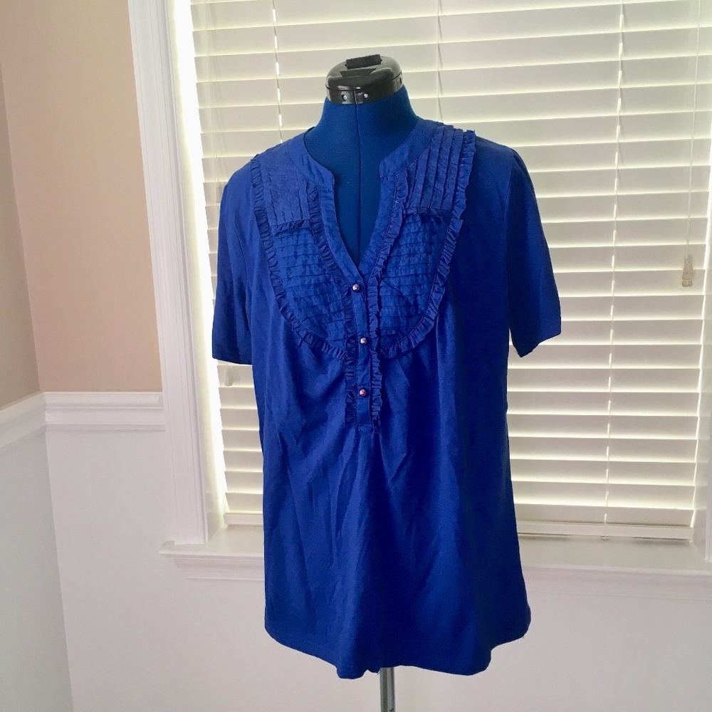 nwt lane bryant womens 14/16w blue short sleeve to